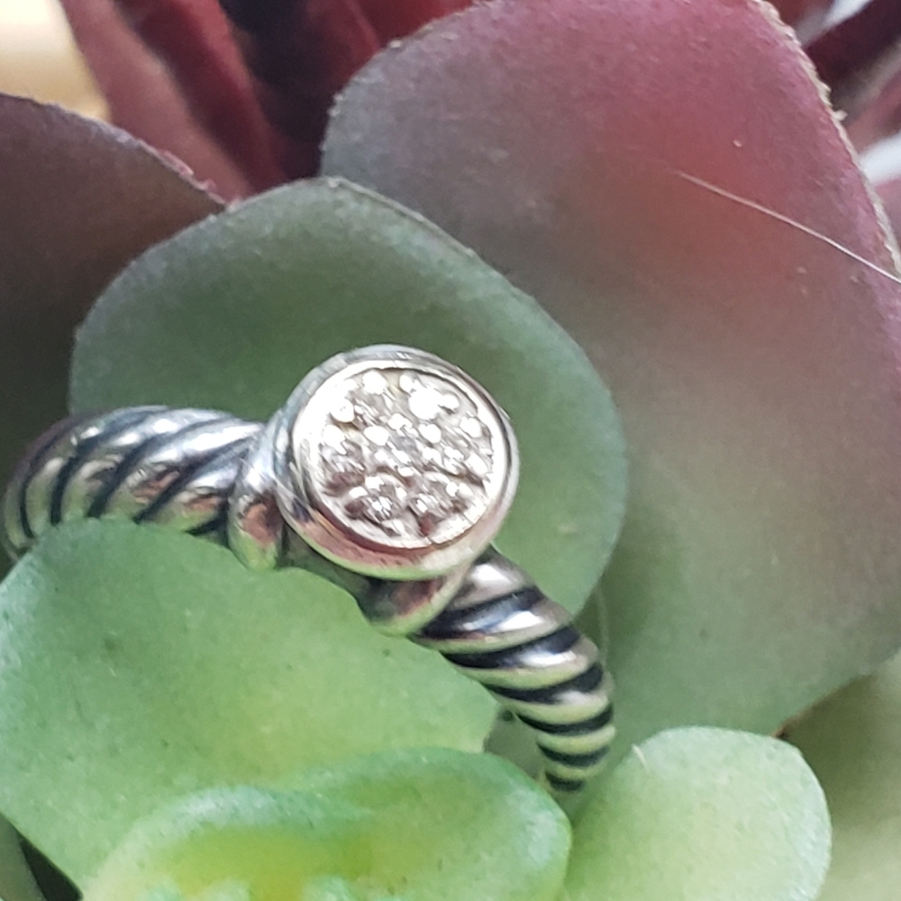 David Yurman Sterling Silver 925 & 18k Gold with Pave Diamonds sz 6
